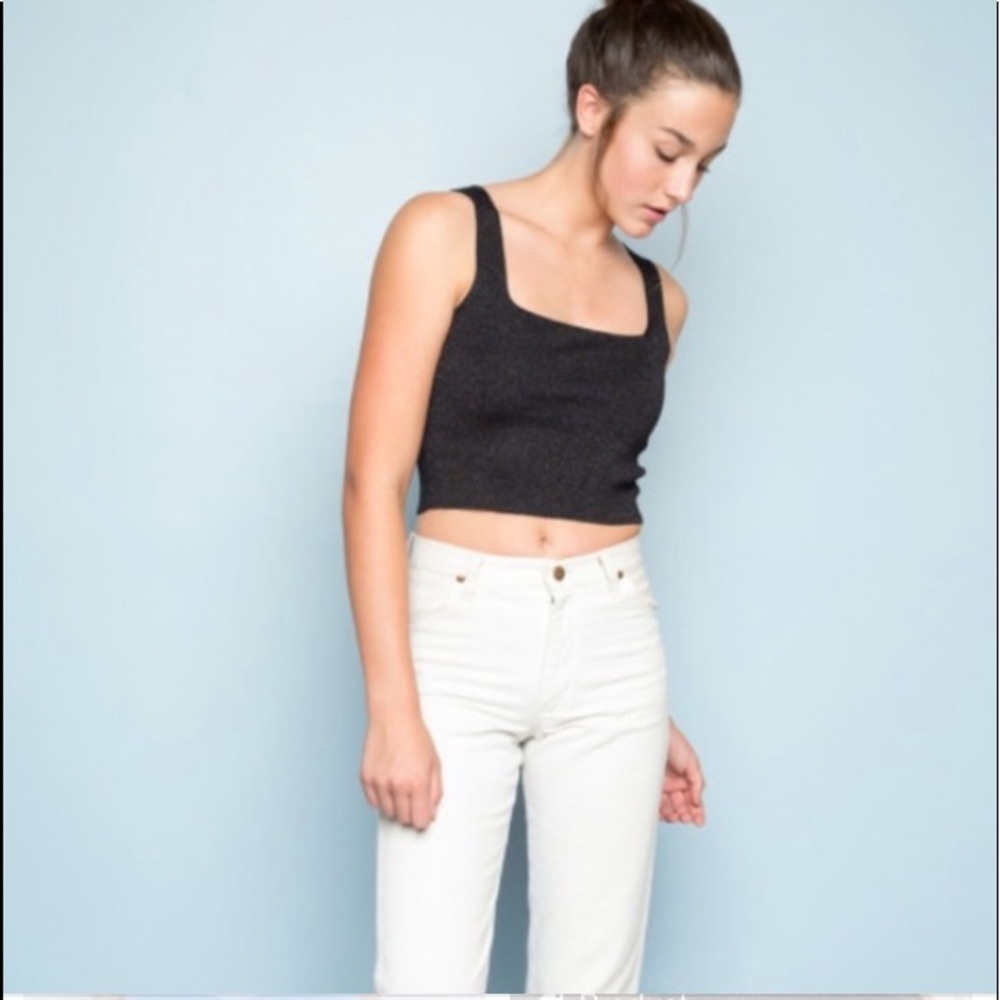 Brandy melville sparkly black glitter top square - Picture 1 of 6